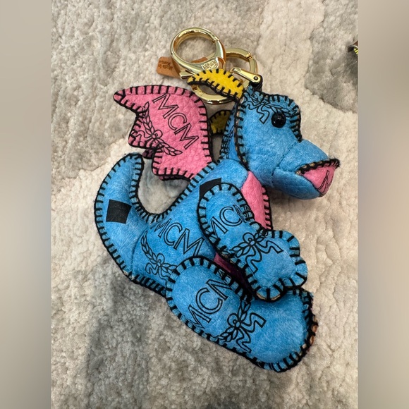 MCM Vibrant Blue and Pink Dragon Bag Charm - Picture 6 of 6